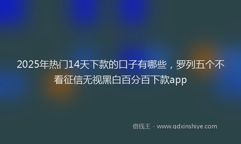 2025年热门14天下款的口子有哪些，罗列五个不看征信无视黑白百分百下款app