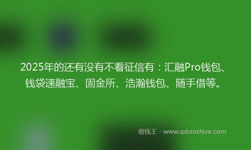 2025年的还有没有不看征信有:汇融Pro钱包、钱袋速融宝、固金所、浩瀚钱包、随手借等。