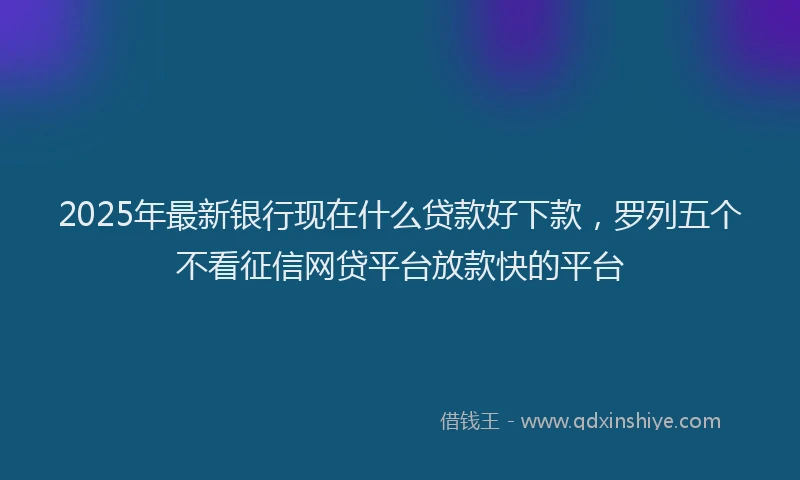 2025年最新银行现在什么贷款好下款，罗列五个不看征信网贷平台放款快的平台