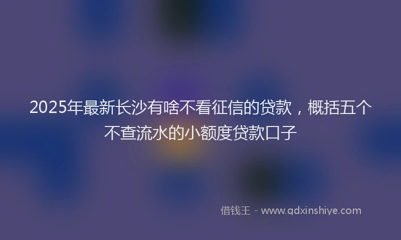 2025年最新长沙有啥不看征信的贷款，概括五个不查流水的小额度贷款口子