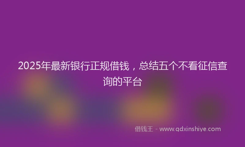 2025年最新银行正规借钱，总结五个不看征信查询的平台