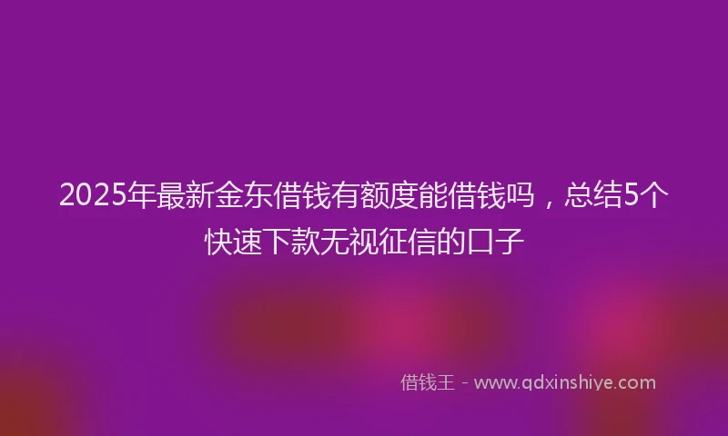 2025年最新金东借钱有额度能借钱吗，总结5个快速下款无视征信的口子