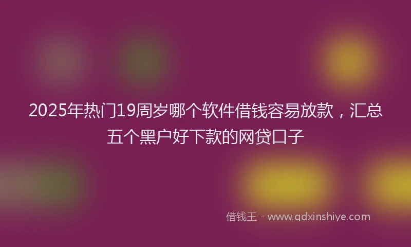 2025年热门19周岁哪个软件借钱容易放款，汇总五个黑户好下款的网贷口子