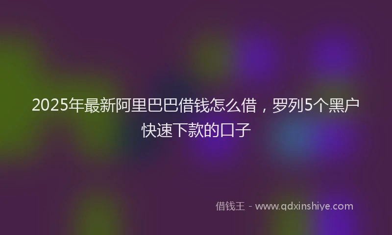2025年最新阿里巴巴借钱怎么借，罗列5个黑户快速下款的口子