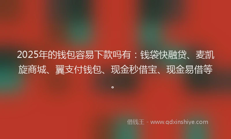 2025年的钱包容易下款吗有：钱袋快融贷、麦凯旋商城、翼支付钱包、现金秒借宝、现金易借等。