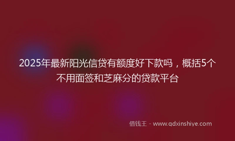 2025年最新阳光信贷有额度好下款吗，概括5个不用面签和芝麻分的贷款平台