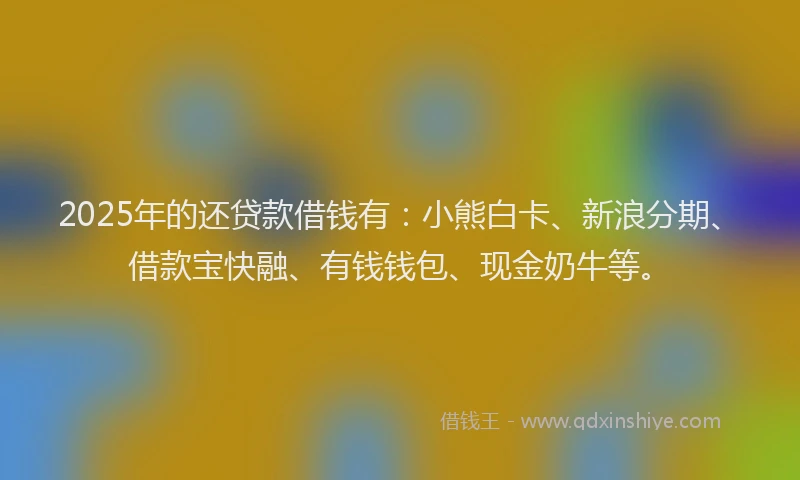 2025年的还贷款借钱有：小熊白卡、新浪分期、借款宝快融、有钱钱包、现金奶牛等。