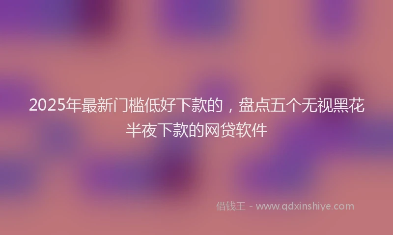 2025年最新门槛低好下款的，盘点五个无视黑花半夜下款的网贷软件
