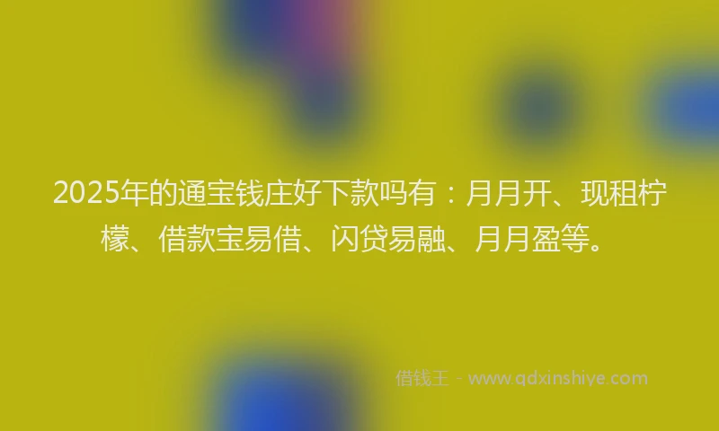 2025年的通宝钱庄好下款吗有：月月开、现租柠檬、借款宝易借、闪贷易融、月月盈等。
