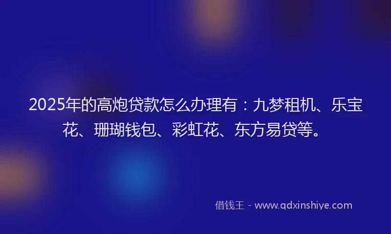 2025年的高炮贷款怎么办理有：九梦租机、乐宝花、珊瑚钱包、彩虹花、东方易贷等。