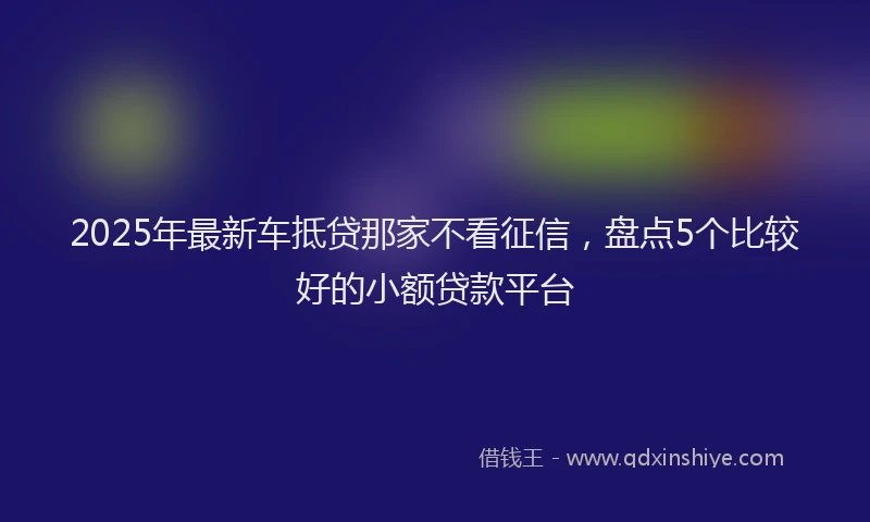 2025年最新车抵贷那家不看征信，盘点5个比较好的小额贷款平台