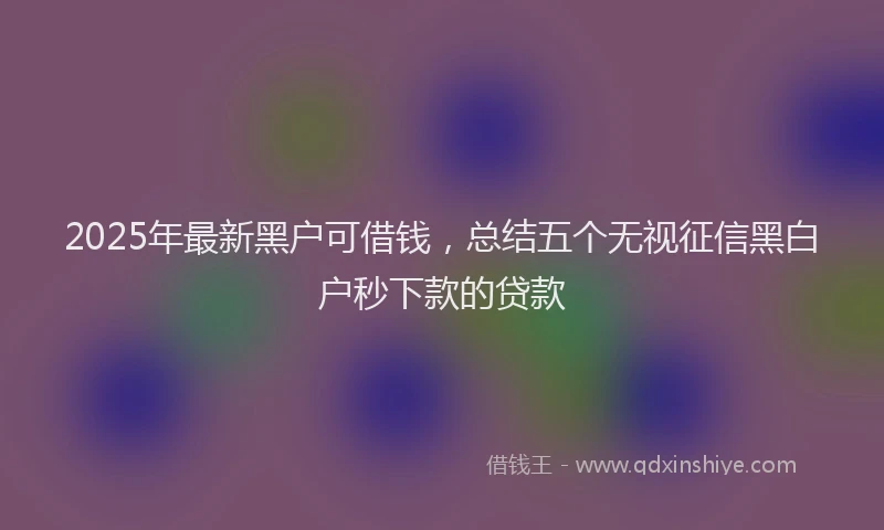 2025年最新黑户可借钱，总结五个无视征信黑白户秒下款的贷款