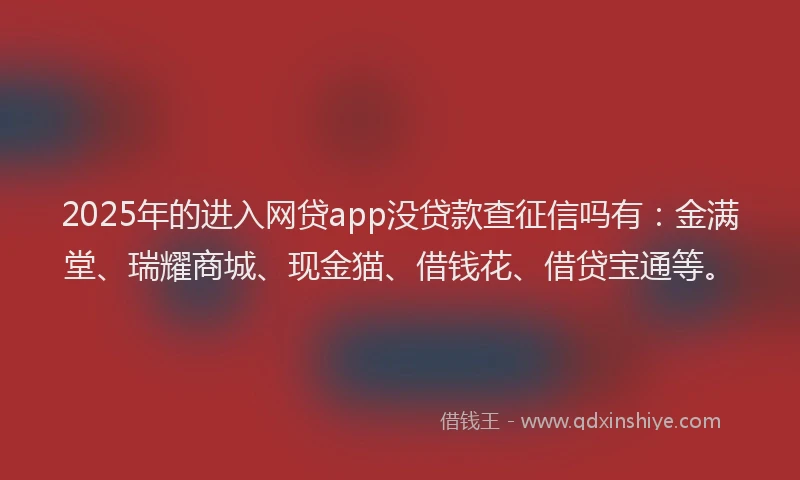 2025年的进入网贷app没贷款查征信吗有：金满堂、瑞耀商城、现金猫、借钱花、借贷宝通等。