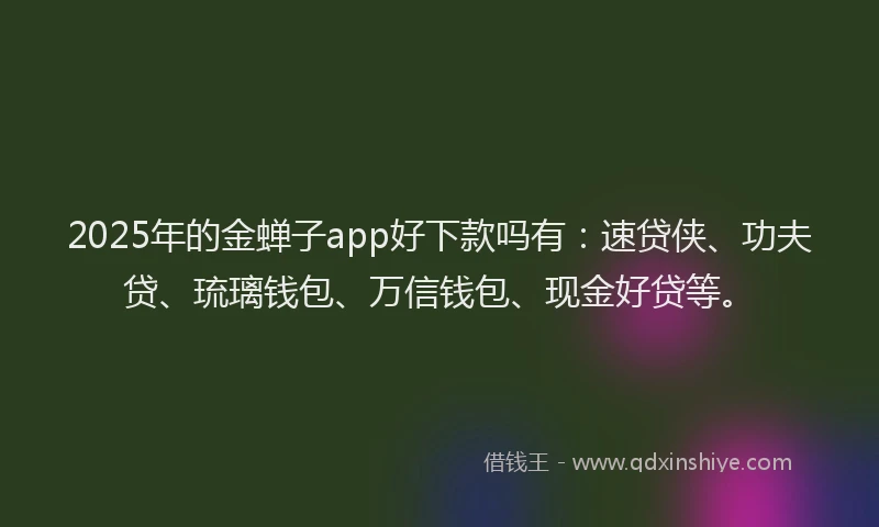2025年的金蝉子app好下款吗有：速贷侠、功夫贷、琉璃钱包、万信钱包、现金好贷等。