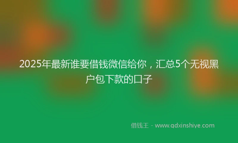 2025年最新谁要借钱微信给你，汇总5个无视黑户包下款的口子