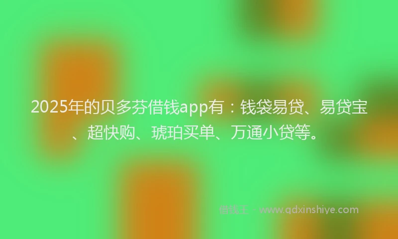 2025年的贝多芬借钱app有：钱袋易贷、易贷宝、超快购、琥珀买单、万通小贷等。
