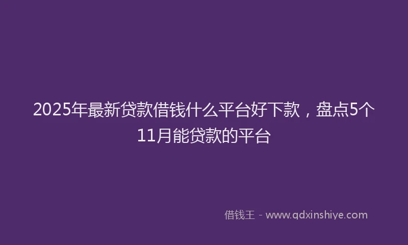 2025年最新贷款借钱什么平台好下款，盘点5个11月能贷款的平台