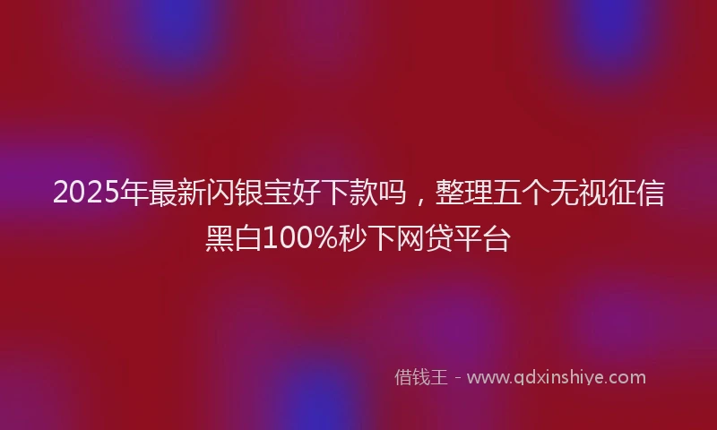 2025年最新闪银宝好下款吗，整理五个无视征信黑白100%秒下网贷平台