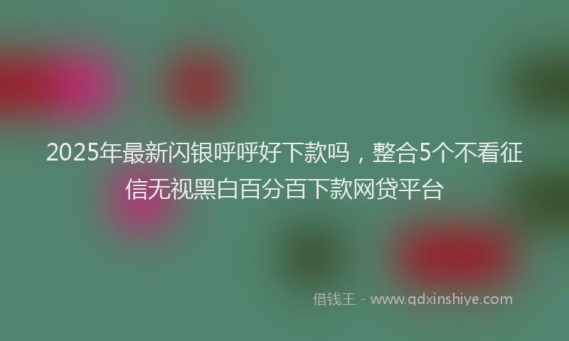 2025年最新闪银呼呼好下款吗，整合5个不看征信无视黑白百分百下款网贷平台