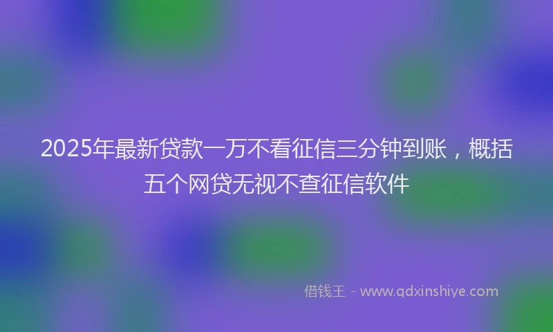 2025年最新贷款一万不看征信三分钟到账，概括五个网贷无视不查征信软件