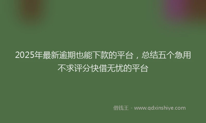 2025年最新逾期也能下款的平台，总结五个急用不求评分快借无忧的平台