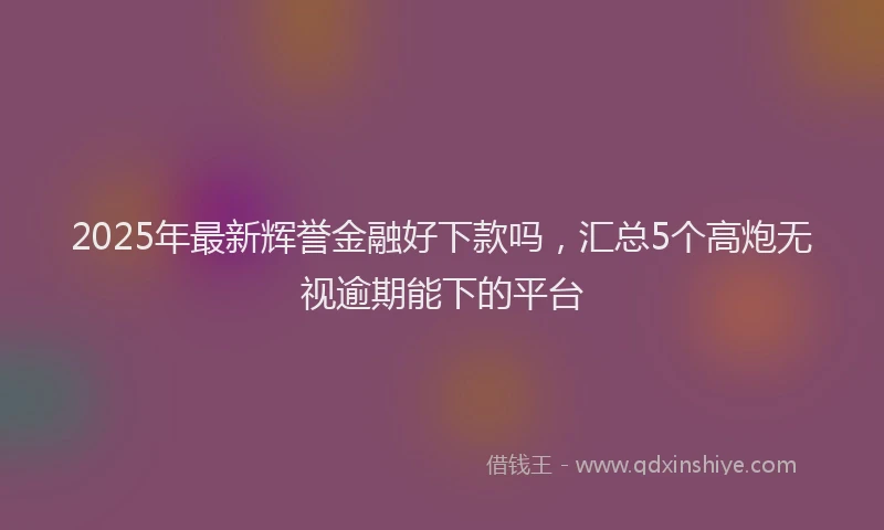 2025年最新辉誉金融好下款吗，汇总5个高炮无视逾期能下的平台