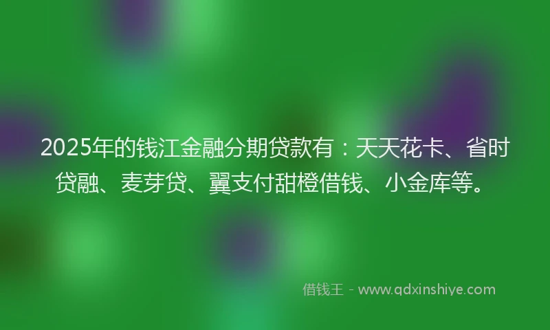 2025年的钱江金融分期贷款有：天天花卡、省时贷融、麦芽贷、翼支付甜橙借钱、小金库等。