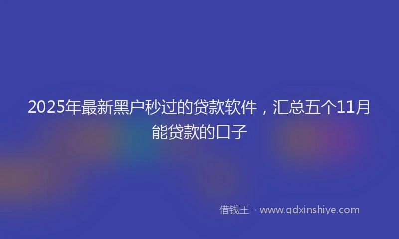 2025年最新黑户秒过的贷款软件，汇总五个11月能贷款的口子