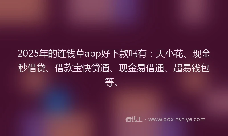 2025年的连钱草app好下款吗有：天小花、现金秒借贷、借款宝快贷通、现金易借通、超易钱包等。