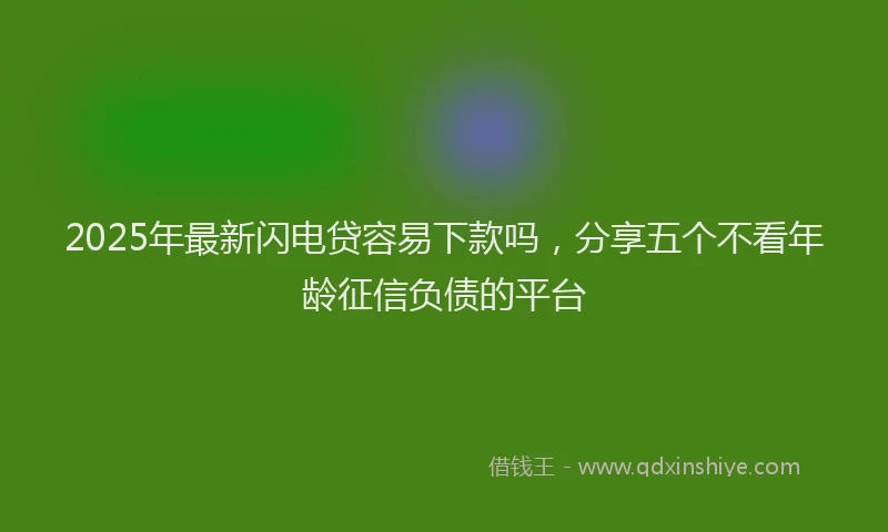 2025年最新闪电贷容易下款吗，分享五个不看年龄征信负债的平台