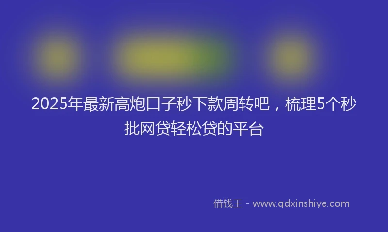 2025年最新高炮口子秒下款周转吧，梳理5个秒批网贷轻松贷的平台