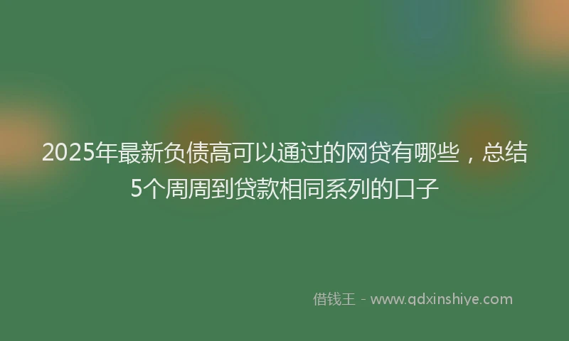 2025年最新负债高可以通过的网贷有哪些，总结5个周周到贷款相同系列的口子