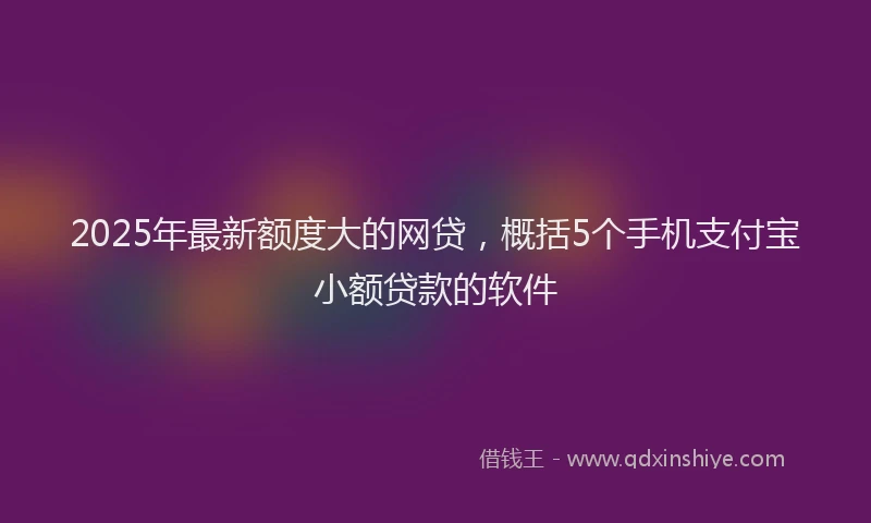 2025年最新额度大的网贷，概括5个手机支付宝小额贷款的软件