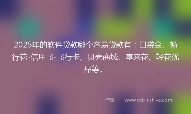 2025年的软件贷款哪个容易贷款有：口袋金、畅行花-信用飞-飞行卡、贝壳商城、享来花、轻花优品等。