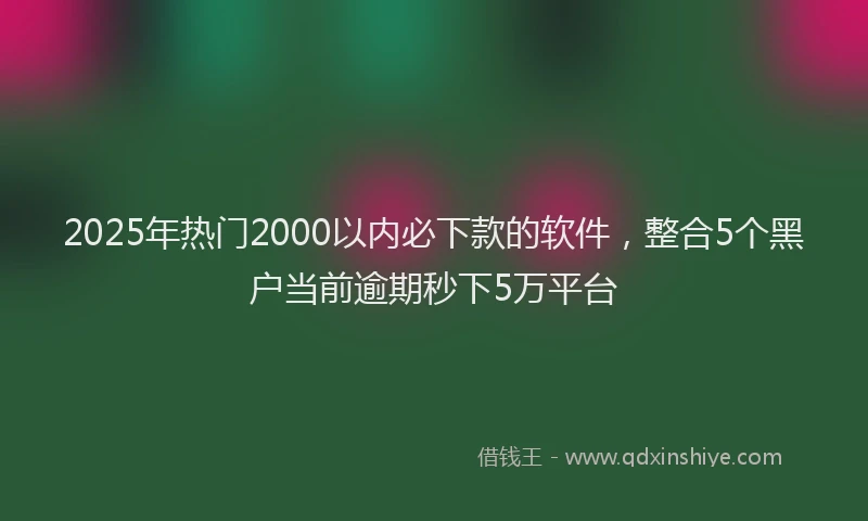 2025年热门2000以内必下款的软件，整合5个黑户当前逾期秒下5万平台