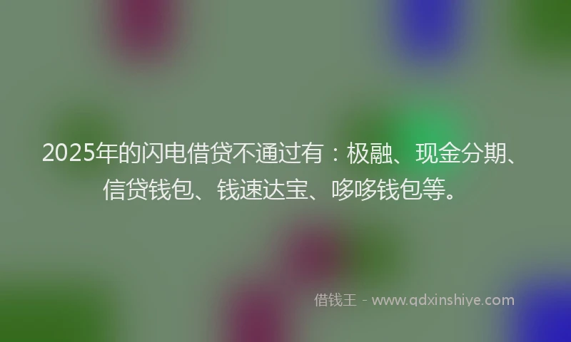 2025年的闪电借贷不通过有：极融、现金分期、信贷钱包、钱速达宝、哆哆钱包等。