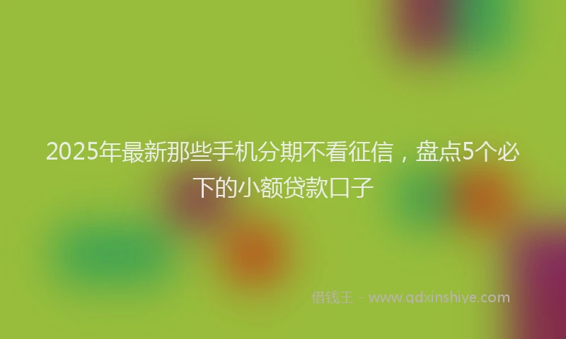 2025年最新那些手机分期不看征信，盘点5个必下的小额贷款口子
