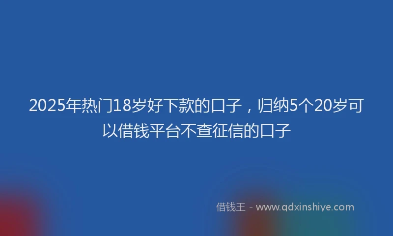 2025年热门18岁好下款的口子，归纳5个20岁可以借钱平台不查征信的口子