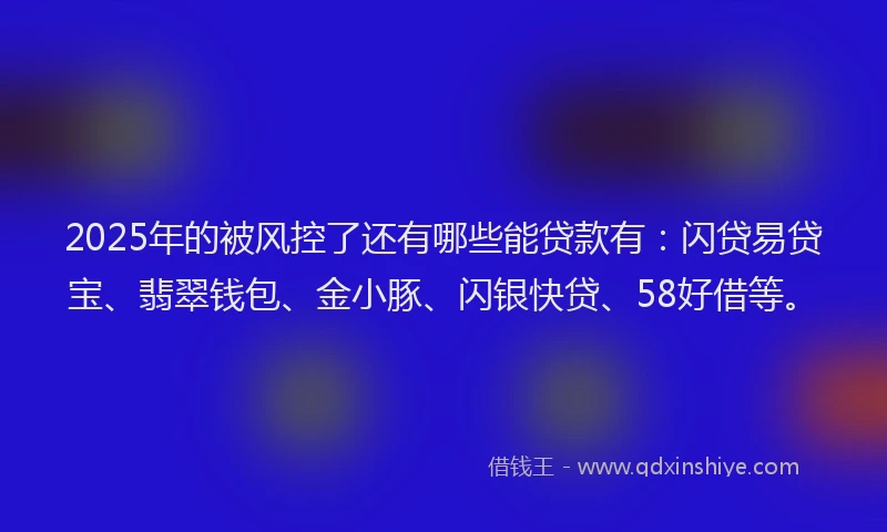 2025年的被风控了还有哪些能贷款有：闪贷易贷宝、翡翠钱包、金小豚、闪银快贷、58好借等。
