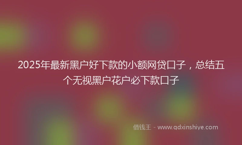 2025年最新黑户好下款的小额网贷口子，总结五个无视黑户花户必下款口子