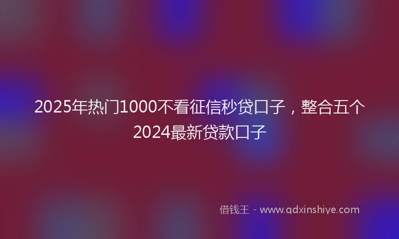 2025年热门1000不看征信秒贷口子，整合五个2024最新贷款口子