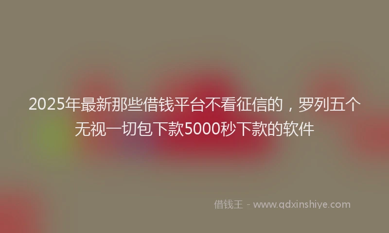 2025年最新那些借钱平台不看征信的，罗列五个无视一切包下款5000秒下款的软件