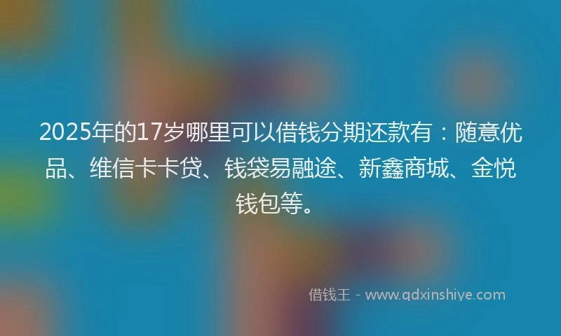 2025年的17岁哪里可以借钱分期还款有：随意优品、维信卡卡贷、钱袋易融途、新鑫商城、金悦钱包等。