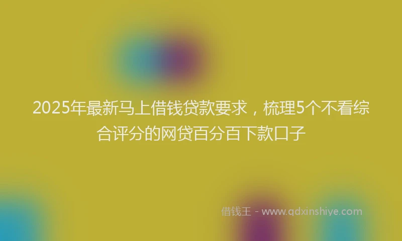 2025年最新马上借钱贷款要求，梳理5个不看综合评分的网贷百分百下款口子