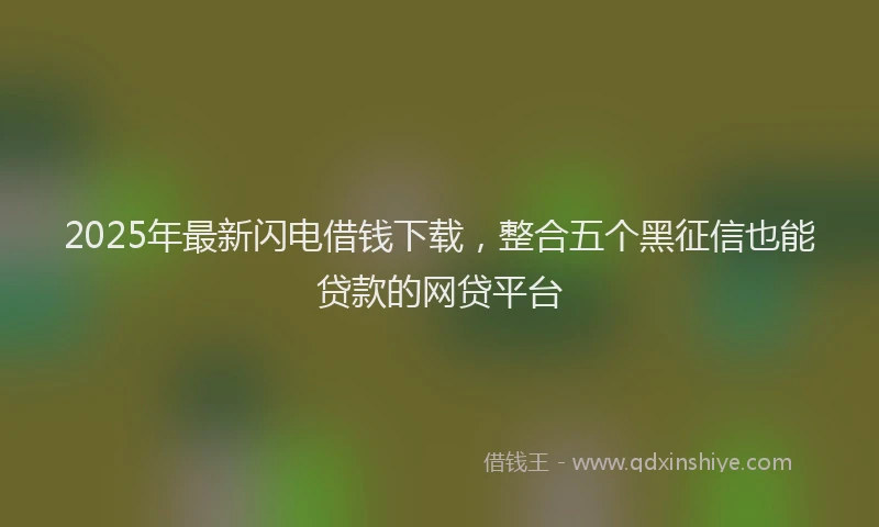 2025年最新闪电借钱下载，整合五个黑征信也能贷款的网贷平台