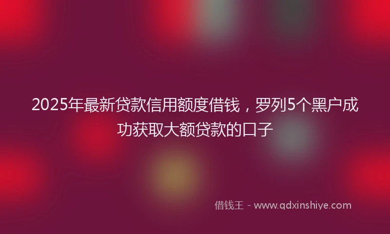 2025年最新贷款信用额度借钱，罗列5个黑户成功获取大额贷款的口子
