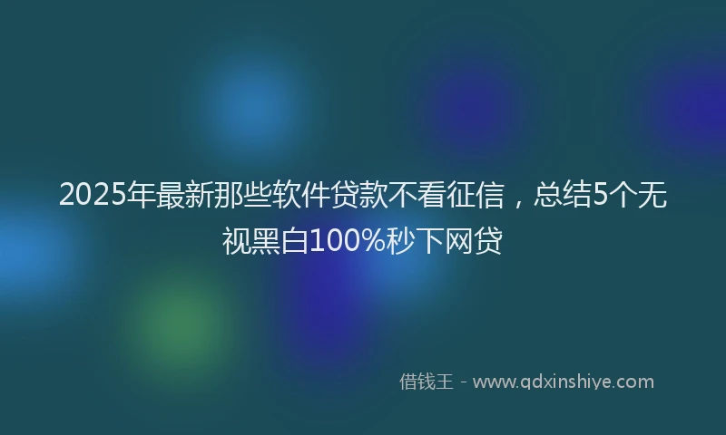 2025年最新那些软件贷款不看征信，总结5个无视黑白100%秒下网贷