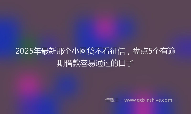 2025年最新那个小网贷不看征信，盘点5个有逾期借款容易通过的口子