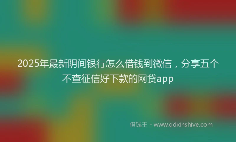 2025年最新阴间银行怎么借钱到微信，分享五个不查征信好下款的网贷app