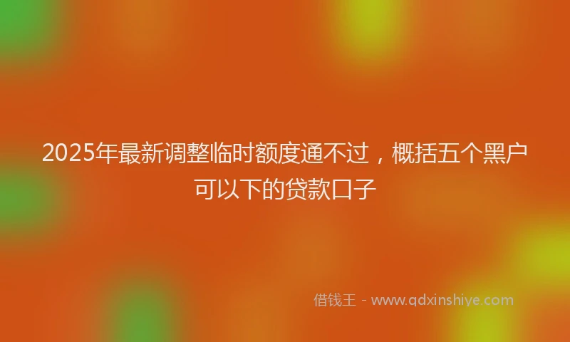 2025年最新调整临时额度通不过，概括五个黑户可以下的贷款口子